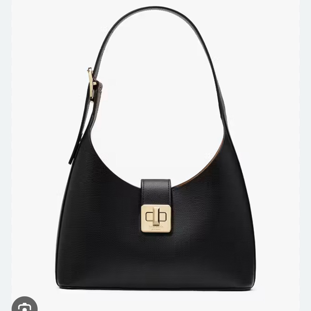 Kate Spade Phoebe Large Black Leather Shoulder Bag Gold Hardware NWT - Picture 3 of 7
